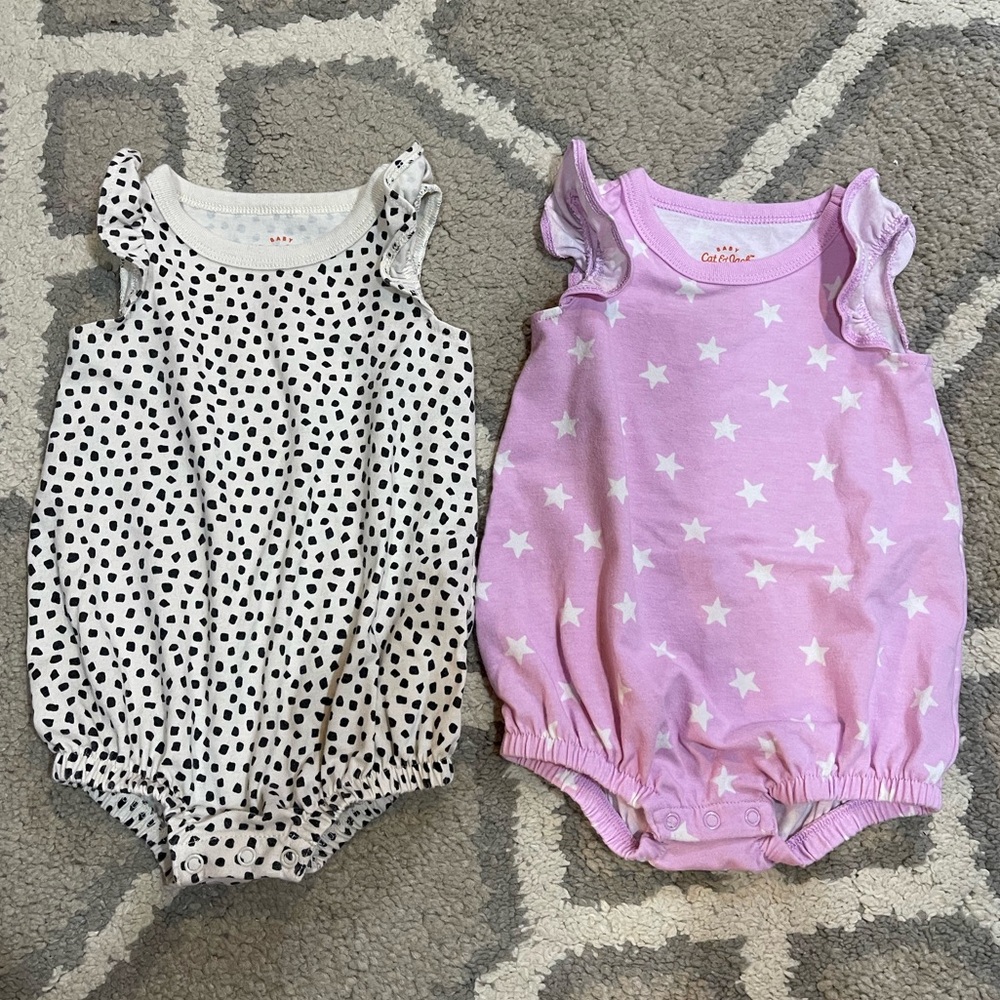 Cat & Jack Baby Set of 2 Bubble Rompers